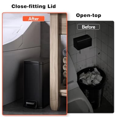 Veelesa Slim Bathroom Trash Can with Lid Soft Close, 1.6 Gallon Stainless Steel Garbage Can with Removable Inner Bucket, Durable Step Pedal, Small Trash Bins for Toilet, Bedroom, Kitchen, Office - Image 5