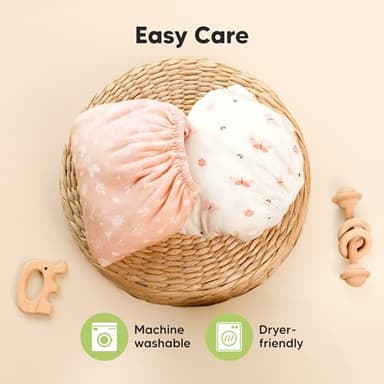 Pack and Play Sheets Fitted - 2-Pack Mini Crib Sheets for Pack N Play Mattress 38x26, Soft & Cozy, Neutral Toddler Playard Bedding, Snug Fitted Mini Baby Crib Mattress Cover Boy, Girl (Butterflies) - Image 7