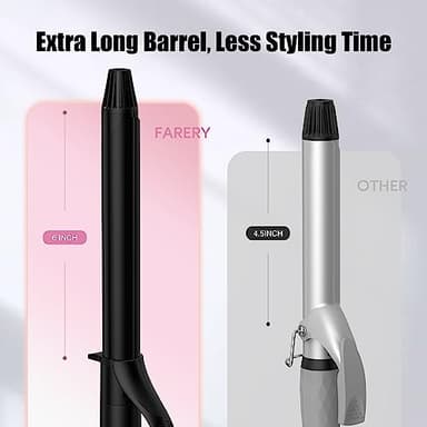 FARERY Long Barrel Curling Iron 1 Inch, Ceramic Curling Iron for Thin Hair, Infused Argan Oil & Keratin, Long Lasting Styling, 11 Adjustable Temp, Include Clips & Silicone Pad - Image 4