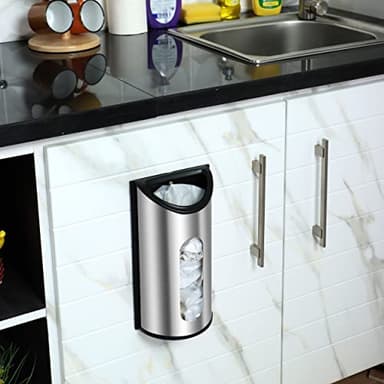 Utopia Kitchen Grocery Plastic Bag Holder and Dispenser Medium, Easy Wall Mount Bag Saver, Stainless Steel, Silver - Image 5