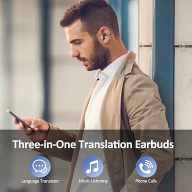 AI Language Translation Earbuds Real Time, IAMJOY Language Translator Earbuds Open Ear Clip-On Design, 163 Language & Accents Two-Way Translator Device with APP for Travel Learning Business, Black - Image 9