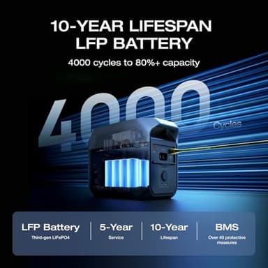 EF ECOFLOW DELTA 3 Portable Power Station, 1024Wh LiFePO4 Battery, Full Charge in 56 Min, 1800W AC/100W USB-C Output, Solar Generator(Solar Panel Optional) for Home Backup Power, Camping & RVs - Image 5