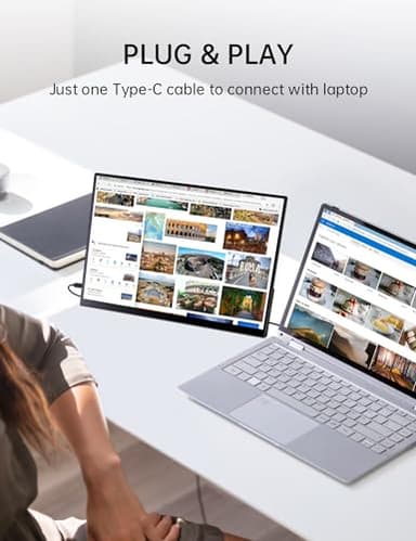 15.6'' Portable Monitor Touchscreen, FHD IPS Touch Screen with Tempered Glass, Travel Monitor with Kickstand & Speaker, HDMI USB C External Monitors for Laptop Phone Computer Xbox Switch - Image 9