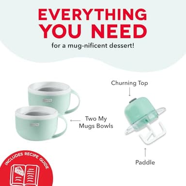 DASH My Mug Ice Cream Maker Machine (Aqua): Multi-Purpose Soft Serve Ice Cream Machine with (2) Bowls for Homemade Gelato, Sorbet, Frozen Yogurt, Built-In Ingredient Chute, Easy to Clean and Store - Image 5