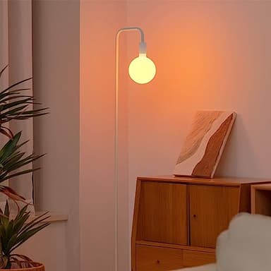 ONEWISH Floor Lamp for Living Room - Minimalist Standing Lamp with Modern LED Bulb, White Frosted Globe Glass 6", 1800K Warm Ambiant Lighting Decorative Tall Lamp for Bedroom Dorm - Image 1