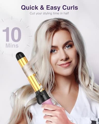 Easy to Use Rotating Curling Wand, Self Rotating Automatic Curling Iron, Dual Voltage Long Barrel for Hair Curls and Waves, 5 Heat Settings Waver Hair Tool - Image 3
