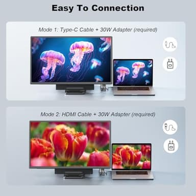 24" Large Portable Monitor, 1080P FHD 100Hz Laptop Screen Extender, 125% sRGB IPS Monitor Extender, USB C HDMI Office Gaming with Detachable Stand, Travel monitor for Window MAC Phone Xbox Switch - Image 5