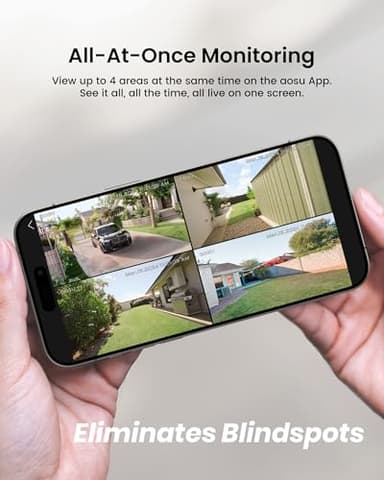 AOSU Solar Security Cameras Wireless Outdoor, 2Mins DIY Installation, No Subscription Cameras for Home Security System, Local Storage, 2K Color Night Vision for Surveillance, 2.4&5ghz WiFi, 4 Cam-kit - Image 5
