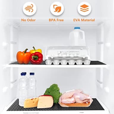 Shelf Liners for Kitchen Cabinets Refrigerator Liners Waterproof & Oil-Proof Kitchen Cupboard Liner Non-Slip Drawer Mats EVA Material Non Adhesive Fridge Liner for Shelves -Black 17.5 x 157.4 Inches - Image 5