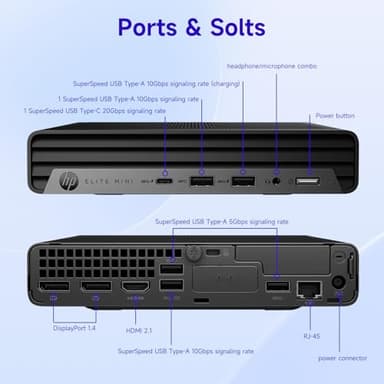 HP Elite 600 Mini Business Desktop, 13th Gen Intel 14-Core i5-13500T, 32GB DDR5 RAM, 1TB SSD, RJ-45, Wi-Fi 6, DP Port, HDMI, Win 11 Pro, Black, Bundle with UC310 64GB USB Flash Drive Retail White - Image 4