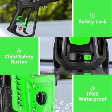 Commowner 5000PSI Electric Pressure Washer, 2025 4.0 GPM High Power Washer Machine, with Adjustable Nozzle and Soap Bottle for Cars/Fences/Driveways/Home/Patios (Light Green) - Image 5