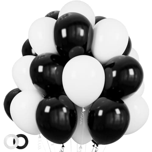 100pcs Black and White Balloons 12 Inch Thickened Latex Balloons for Birthday Wedding Graduation Party Decorations (Black White balloon) - Image 1