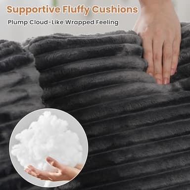 ovios Sectional Sofa Couch with U-Shape Chaise Sofa Bed, Comfy Modular Cloud Couches with Deep Seat, Modern Upholstered Plush Corduroy Sofas Set for Living Room, 7-Seater, Grey - Image 7
