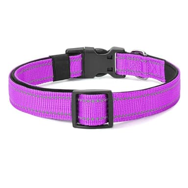 PenSeepet Reflective Dog Collar Padded with Soft Neoprene Breathable Quick Release Basic Dog Collars for Medium Large Dogs Dark Magenta - Image 6