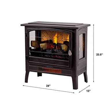 Country Living Infrared Freestanding Electric Fireplace Stove Heater in Bronze | Multiple Flame Colors, Metal Design with Faux Wooden Logs | Alexa/WiFi Enabled - Remote Included - Image 9
