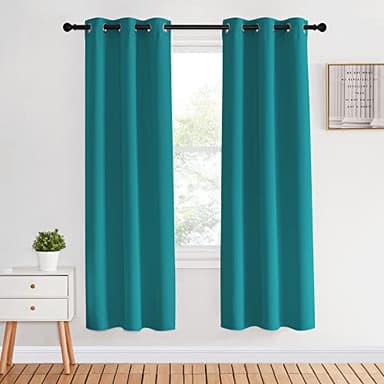 NICETOWN Room Darkening Curtains 70 inch Length 2 Panels, Peacock Teal, 2 Pieces, W34, Thermal Insulated Grommet Blackout Curtains for Modern Casual Elegant Bedroom Kids Room Theme Decoration - Image 1