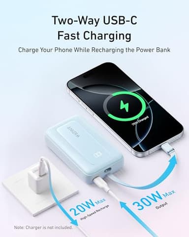 Anker Portable Charger, 10,000mAh 30W Power Bank, USB-C in and Out Fast Charging Battery Pack, Travel Essential Phone Power Bank, for iPhone 16/15, iPad, MacBook, Galaxy, Google, and More - Image 5