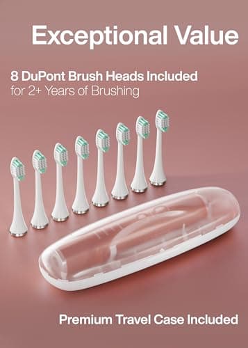 Aquasonic Vibe Series Ultra-Whitening Toothbrush – ADA Accepted Electric Toothbrush - 8 Brush Heads & Travel Case – 40,000 VPM Motor & Wireless Charging - 4 Modes w Smart Timer – Satin Rose Gold - Image 5