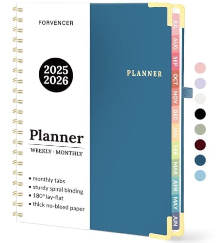 Academic Planner 2025-2026, Forvencer July 2025-June 2026 Weekly and Monthly Calendar Planner, 8.5" X 11", Hardcover Teacher School Supplies, Daily Agenda Book with Inner Pocket, Cute Office Home Notebook College Student Classroom Organizer with Tabs, A4, Navy Blue - Image 1