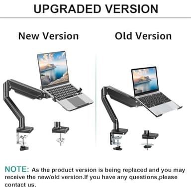 MOUNT PRO Laptop Arm Mount for Desk, 2 in 1 Function Monitor Laptop Stand, Fits Max 17" Notebook and 32" Computer Screen, Aluminum Single Monitor Holder with Adjustable Tray, Holds up to 19.8lbs - Image 9