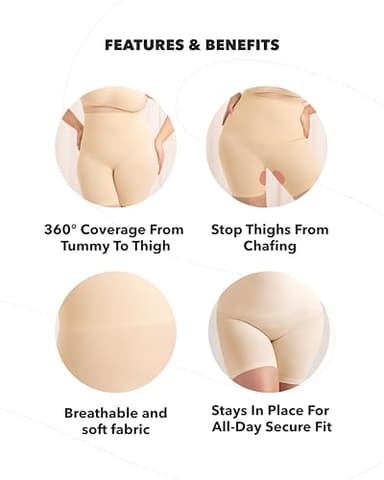 SHAPERMINT Shapewear for Women - High-Waisted Shapewear Tummy Control Shorts, Faja Body Shaper, Underwear for Women Nude - Image 4