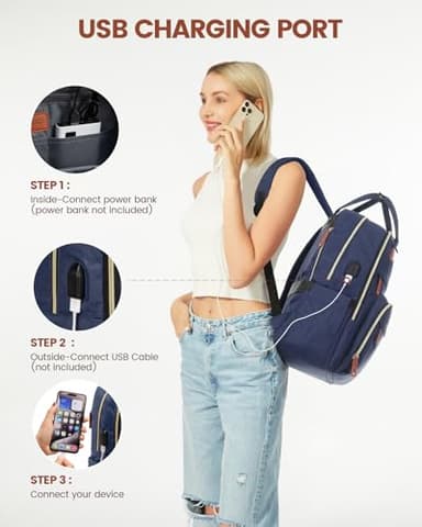 LOVEVOOK Laptop Backpack for Women & Men, Unisex Travel Anti-theft Work College Bag, Business Computer Backpacks Purse, Casual Hiking Daypack with Lock, Fits 15.6 Inch Laptop, Dark Blue - Image 6
