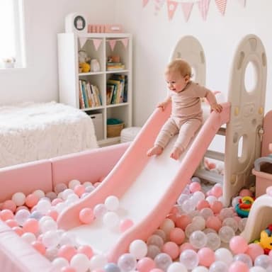 STARBOLO Ball Pit Balls for Kids - 100 Pieces Crush Proof Stress Balls BPA&Phthalate Free Non-Toxic Soft Plastic Ball for Baby Birthday Pool Play Water Toy Wedding Playpen Pit Accessories (Pink) - Image 2