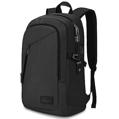 Mancro Business Travel Laptop Backpack, Anti Theft Slim Laptop Bag with USB Charging Port for Men and Women, Water Resistant Computer Bag Fits 15.6 Inch Laptop and Notebook (Black) - Image 8
