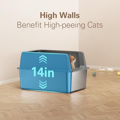 Zarler Stainless Steel Litter Box with Lid, 8” Deep Extra Large Cat Litter Boxes, XL Metal Litter Box for Big Cats with High Sided, Grey (Non-Sticky, Easy to Clean, Anti-Urine Leakage) - Image 5