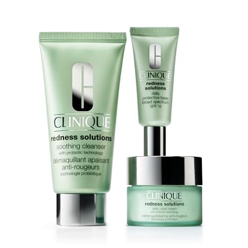 Clinique Redness Solutions Redness Regimen Skincare Set | Soothing Cleanser, 2.5 Fl Oz | Daily Relief Cream, 1 Fl Oz | Daily Protective Base Broad Spectrum SPF 15, 0.5 Fl Oz - Image 1