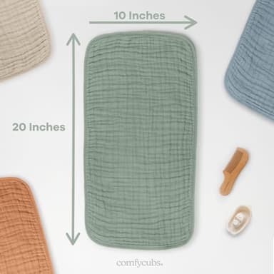 Comfy Cubs Muslin Burp Cloths 20" x 10", Pack of 10 - Large, 6-Layer, Ultra Absorbent 100% Cotton for Baby Drool and Messes - Soft, Safe & Gentle Baby Burp Cloths for Boys & Girls - Multi - Image 3