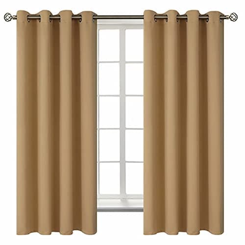 BGment Blackout Curtains for Living Room - Grommet Thermal Insulated Room Darkening Curtains for Bedroom, 2 Panels of 52 x 63 Inch, Khaki - Image 1