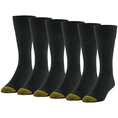 GOLDTOE Men's Cambridge Crew Socks, 6-Pairs, Black, Large - Image 1
