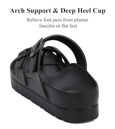 Women's Platform Sandals with Arch Support, Adjustable Strap Toe Loop Slides, Beach Summer Essential Flip Flops Comfortable Lightweight - Image 3