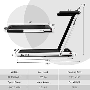 Goplus 2 in 1 Folding Treadmill, 2.25HP Superfit Under Desk Electric Treadmill, Installation-Free with Remote Control, APP Control and LED Display, Walking Jogging for Home Office - Image 8