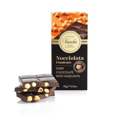Venchi - Dark 60% Chocolate Hazelnut Bar with Whole Piedmont Hazelnuts, 3.52 oz - Gluten Free - Vegan (60% Dark) - Image 1