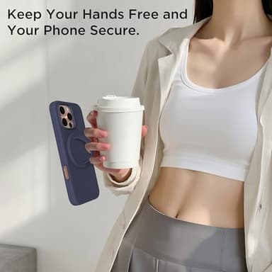 COFFKER Magnetic Phone Ring Grip Holder, Silicone Finger Loop Grip, Compatible with MasSafe, Back of Phone for iPhone Pro Max/Plus/16/15/15/14/13/12 Series, Midnight Blue - Image 8