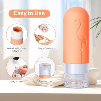 Vipop Empty 3 oz Travel Size Bottles Toiletries Containers for Toiletries Liquids,Small Silicone Mini Refillable Leak Proof TSA Approved Travel Bottles for Creams Shampoo and Conditioner Traveling - Image 5