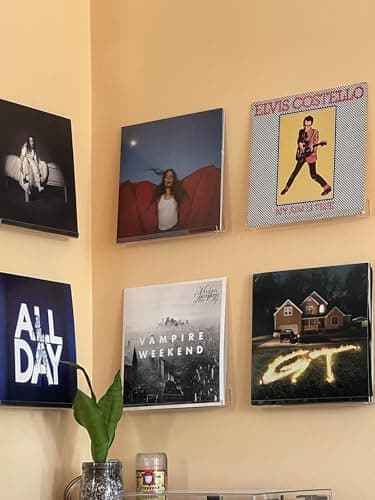 NIUBEE Clear Vinyl Record Shelf Wall Mount 6 Pack,Acrylic Album Record Holder Display Your Daily LP Listening in Office Home - Image 6