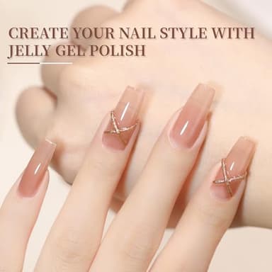 JODSONE 23PCS Gel Nail Polish Set 20 translucent Jelly Color Natural and Elegant Long Lasting Suitable for Home and Salon - Image 4