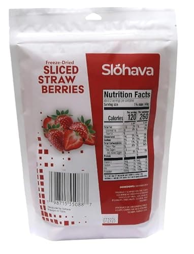Slohava Freeze Dried Sliced Strawberries, 3 oz. 100% Natural Fruit, No Sugar Added, Kosher, Resealable Pouch. - Image 2