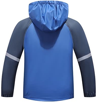BenBoy Kids Rain Jacket Lightweight Raincoat Hooded Outdoor Waterproof Windbreaker for Boys Girls,YY468-Royalblue+Navyblue-116 - Image 7