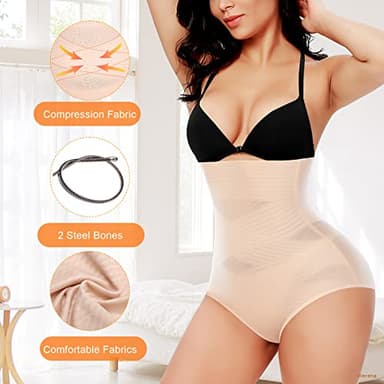 Werena Tummy Control Shapewear Panties for Women High Waisted Body Shaper Slimming Shapewear Underwear Girdle Panty(Beige-smooth Fabric,Medium) - Image 4