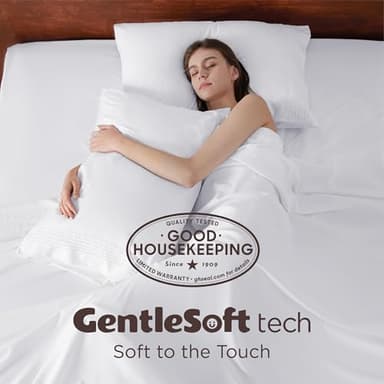 Bedsure Deep Pocket Queen Sheets Set - Fits Mattresses Up to 21 Inches Thick - 4 Piece GentleSoft Bed Sheets, Moisture Wicking, Soft & Cooling Bedsheet & Pillowcases, Easy & Secure Fit, White - Image 5