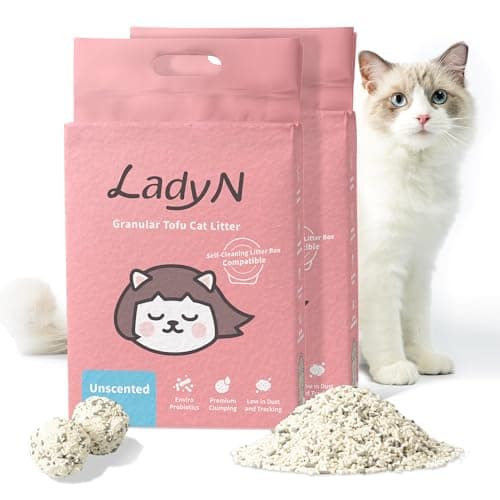 Lady N Granular Tofu Cat Litter Mini-Pellet Compatible with Automatic Self Cleaning Cat Litter Box, Strong Clumping Ultra Absorbent, Low Tracking, Odor Control Activated Charcoal 18lb - Image 1
