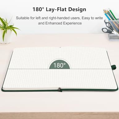 RETTACY Graph Grid Paper Notebook, 2-Pack, 192 Pages per Pack, A5 Medium Size (5.7'' x 8.3''), Leather Hardcover, 100 GSM Thick Paper, for School, Students, Math, Engineering (Black & Dark Green) - Image 6