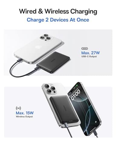 Baseus Picogo Magsafe Portable Charger, Qi2 Certified 0.5" Ultra Slim 15W Wireless Power Bank, 10000mAh 27W Fast Charging Magnetic Battery Pack with USB-C for iPhone 17/16/15/14/13/12 Series Only - Image 5