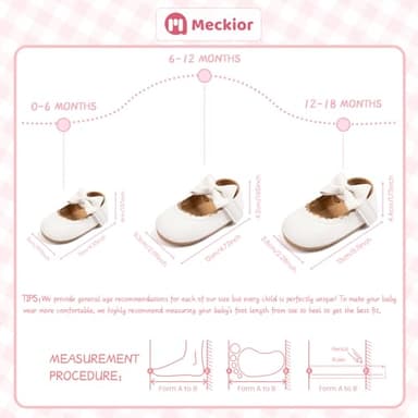 Meckior Infant Baby Girls Bowknot Mary Jane Flats Shoes Toddler Princess Wedding Dress Shoe Newborn Soft Rubber Sole Crib Sneaker Shoes - Image 6