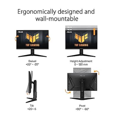 ASUS TUF Gaming 27” 1440P Gaming Monitor (VG27AQML1A) - QHD (2560 x 1440), 260Hz, 1ms, Fast IPS, Extreme Low Motion Blur Sync, G-SYNC compatible, FreeSync Premium, Variable Overdrive, DisplayHDR 40 - Image 4