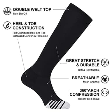 FITRELL 2 Pack Baseball Socks Soccer Softball Socks for Kids Youth Men & Women Over-the-Calf Knee High, Black, Small - Image 2
